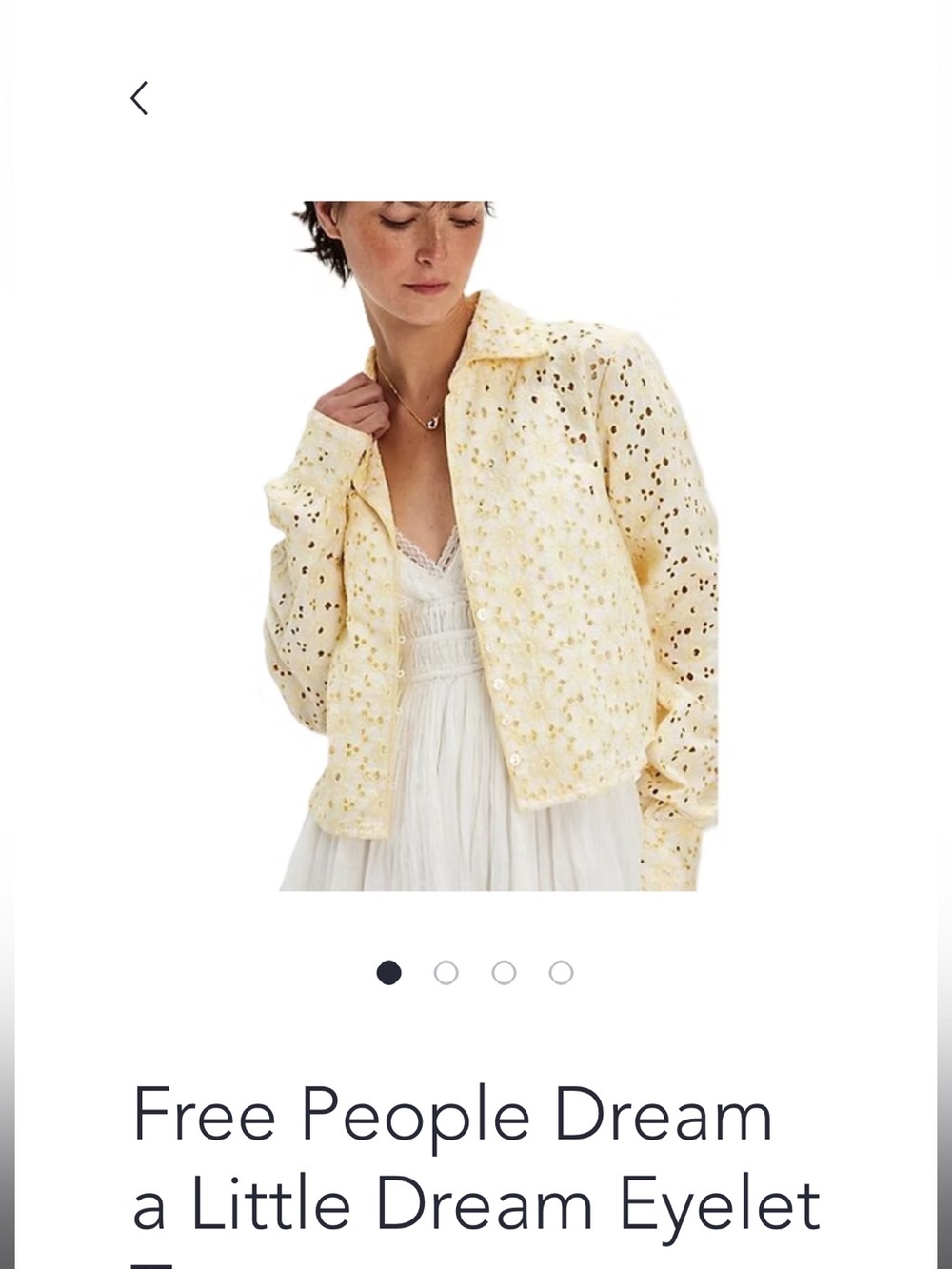 Free People Yellow and White Eyelet Button-Down Shirt